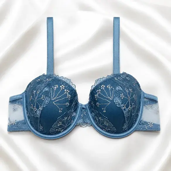 Floral Embroidery Light Padded Bra